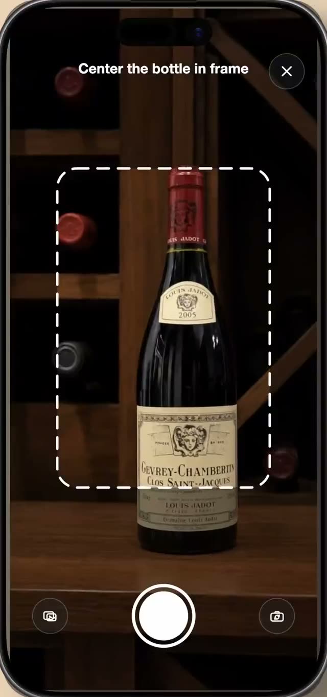 InVintory alternative showing Cellar identifying a wine label on iPhone